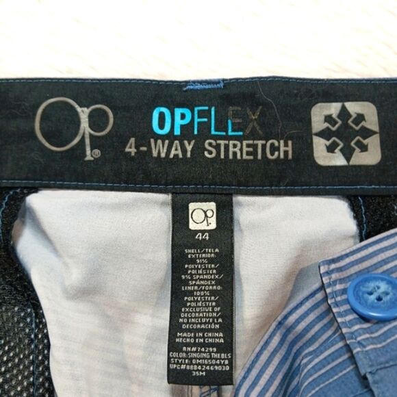 OP Oplex 4 Way Stretch Golf Performance Mens 44 Blue Striped Shorts. NWOT - Picture 3 of 10